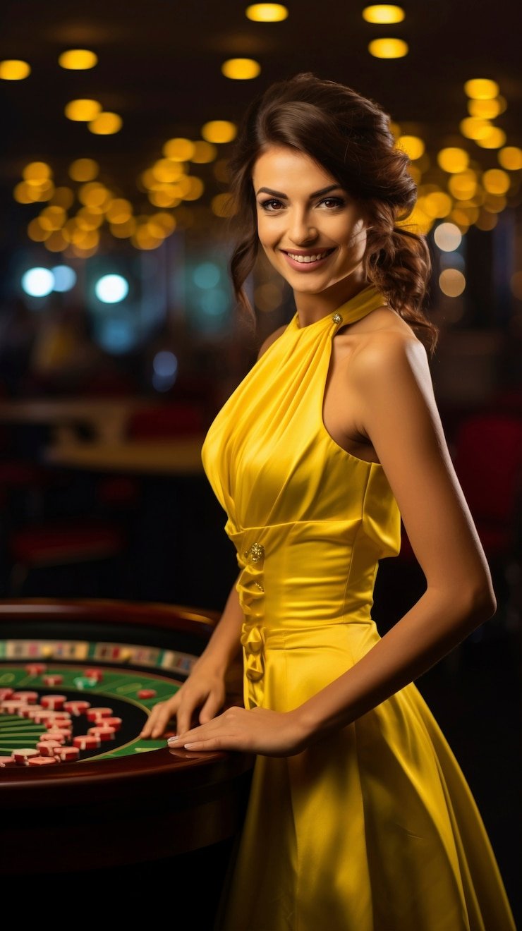 Dealer profesional di meja Baccarat langsung pompa 77 mengatur kartu